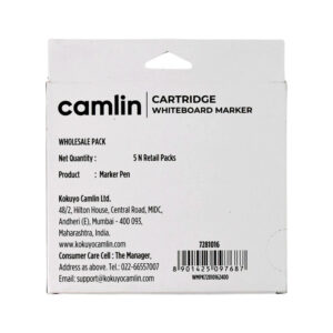 Camlin Cartridge Whiteboard Marker Long-Lasting Black Refillable Markers (5pc)
