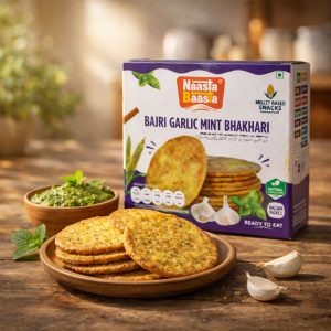 Naasta Baasta Bajri Garlic Mint Bhakhari – Millet Based Crunchy & Ready to Eat Snack (200 Gm)