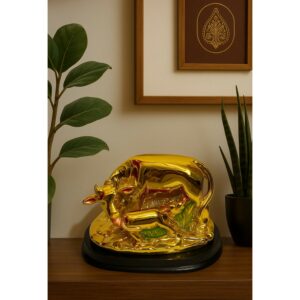 Kamdhenu Cow and Calf Idol on Base – Auspicious Decorative Statue for Puja Room, Temple, Office Desk, Living Room, and Gifting – Traditional Indian Vaastu Showpiece for Prosperity and Positive Energy
