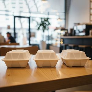 Vegnar Premium Bagasse Clamshell Food Box (10 Pc, 9x6 Inch)