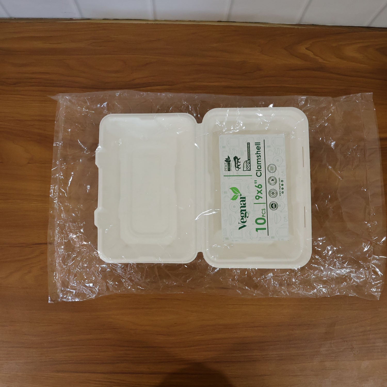 Vegnar Premium Bagasse Clamshell Food Box (10 Pc, 9x6 Inch) - Image 9