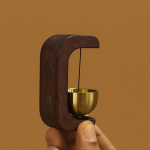 Handcrafted Wooden Door Bell with Premium Brass Bell | Vintage Hanging Door Chime for Home Entrance, Café, Shop & Temple Décor | Clear Soothing Tone | Rustic Wooden Frame Doorbell for Main Door, Living Room & Office