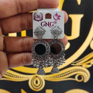 ELEGANT OXIDISED MIRROR JHUMKA EARRINGS