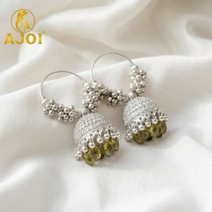 Silver Mint Green with Emerald Drops