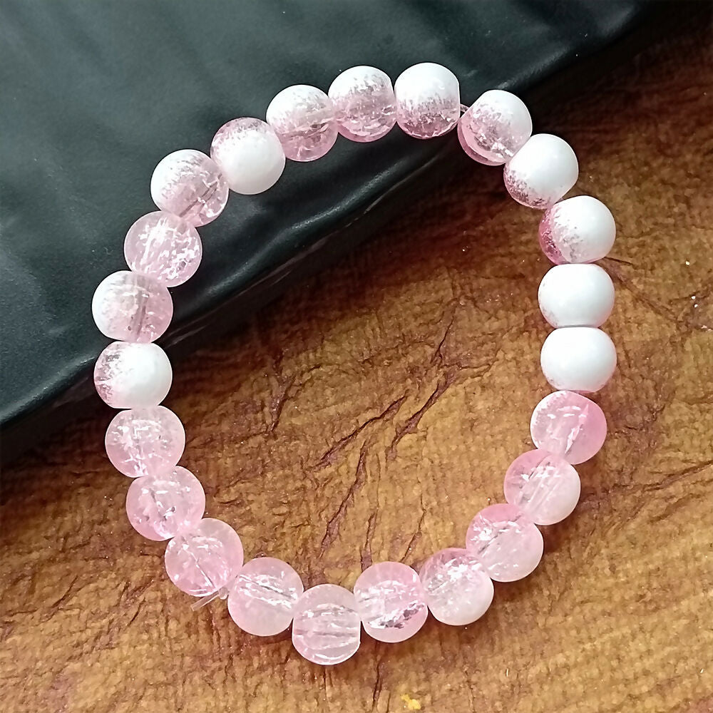 Crystal Crackle Glass Beads Stretch Bracelet