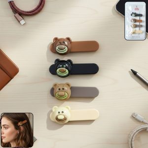Cute Bear Face Decorative Hair Clips Set (4 Pc)