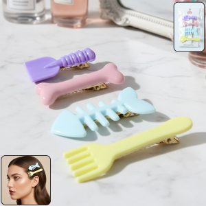 Cute Food Shape Hair Clip Set (4 Pc)