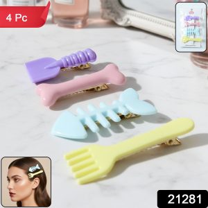 Cute Food Shape Hair Clip Set (4 Pc)