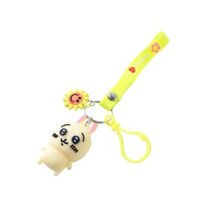 Cute Cartoon Bunny Silicone Keychain with Decorative Strap (1 Pc)