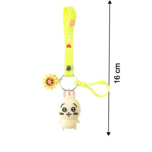 Cute Cartoon Bunny Silicone Keychain with Decorative Strap (1 Pc)