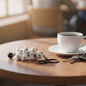 Cute Cartoon Cloud Stack Keychain with Bell (1 Pc , Mix Color)