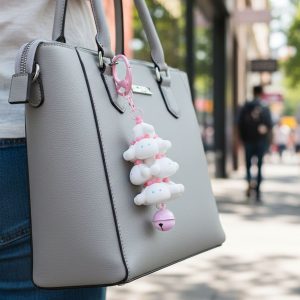 Cute Cartoon Cloud Stack Keychain with Bell (1 Pc , Mix Color)