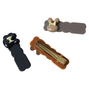 Cute Character Bow Decorative Hair Clip Set (3 Pc)