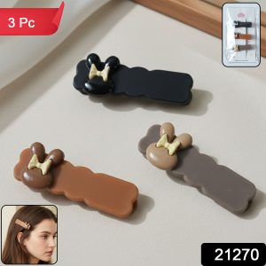 Cute Character Bow Decorative Hair Clip Set (3 Pc)