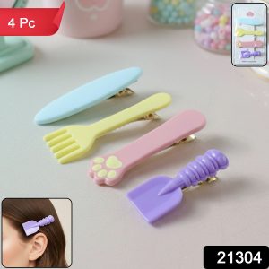 Cute Multi Design Hair Clips (4 Pc)