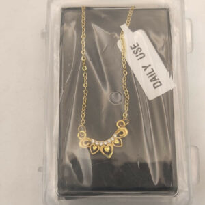 Gold Crown Heart Pendant Necklace AD Love Jewelry For women and girls