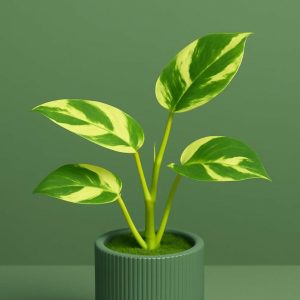 Artificial Monstera Leaf Tabletop Plant with Decorative Pot for Home Décor