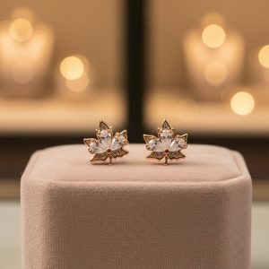 Leaf Shape Golden Finish Stud Earrings for Women & Girl Elegant Daily Party Wear Jewellery