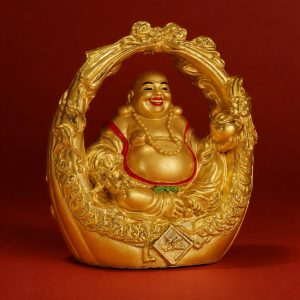 Golden Laughing Buddha Statue Decorative Feng Shui Showpiece for Home