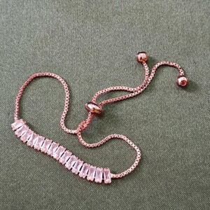 Rose Gold Plated Stone Adjustable Bracelet