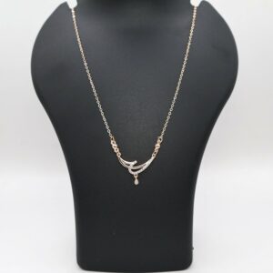 Rose Gold AD Crescent Moon Necklace Pendant For women and girls