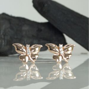 Rose Gold Butterfly Stud Earrings with AD for women and girls
