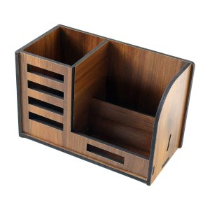 Premium Wooden Desk Organizer with Phone Stand, Pen Holder, Card Holder (1 Pc)
