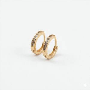 Elegant Gold Finish Crystal Studded Hoop Earrings for Women & Girls