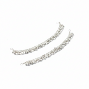 Classic Oxidised Silver Ghungroo Kaan Chain