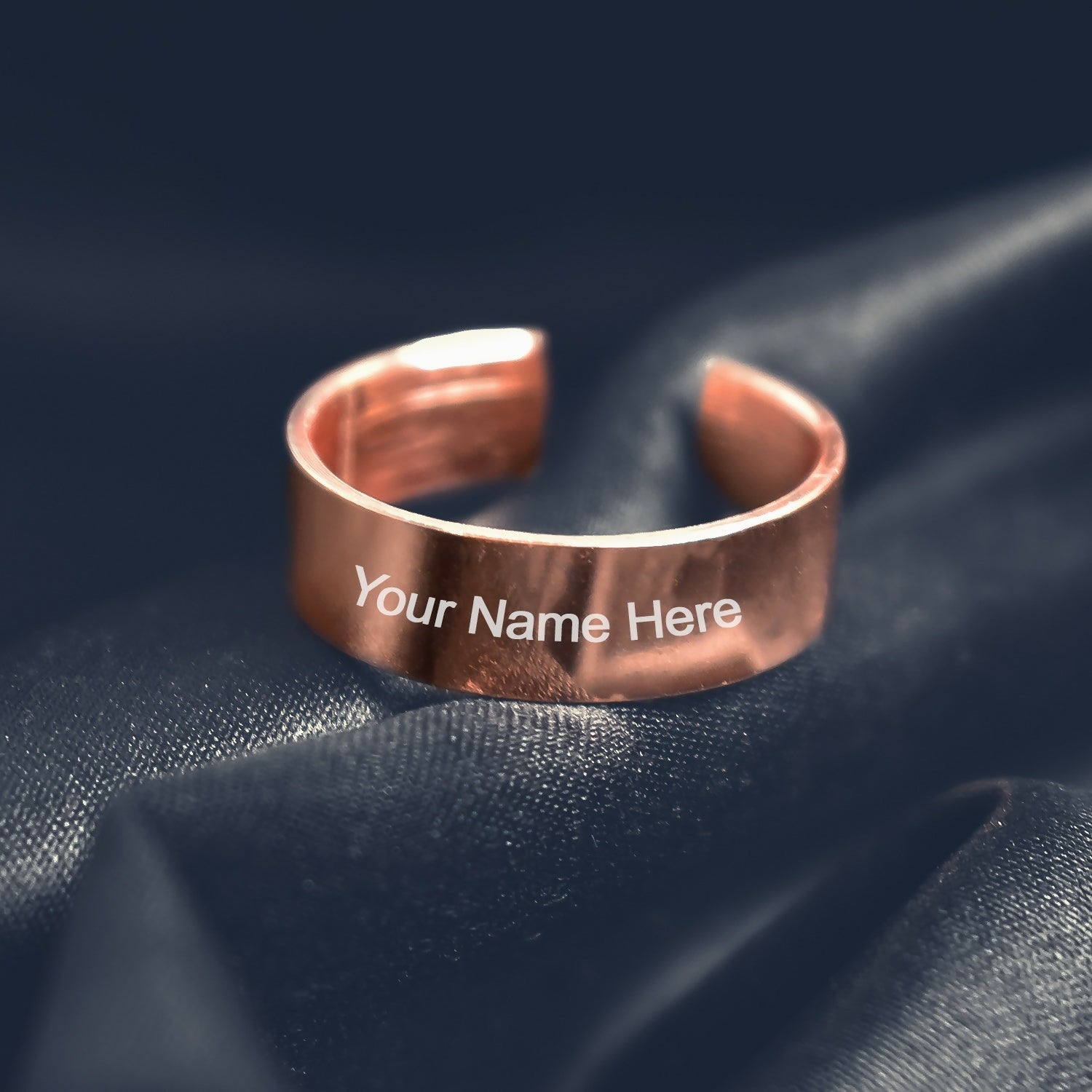 Custom Engraved Rose Gold-Plated Adjustable Stainless Steel Ring