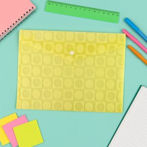 Mix Design A4 Plastic Document Folder with Patterned Button Closure