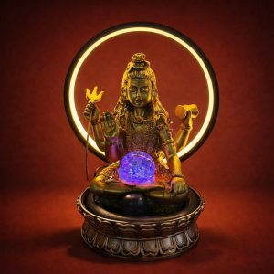 Lord Shiva LED Water Fountain with Halo Ring Light
