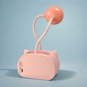 Pink Kids Desk Lamp with Pencil Sharpener and Pen Holder Study Table Light