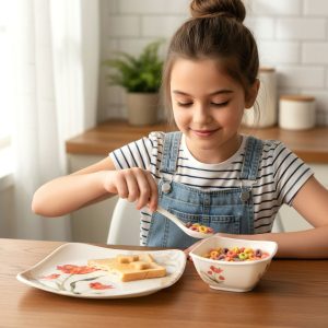 12-Piece Floral Ceramic Dinner Set with Plates, Bowls & Spoons
