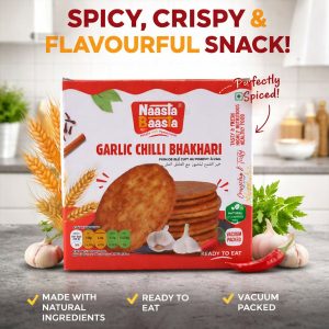Naasta Baasta Garlic Chilli Bhakhari Ready-to-Eat Crispy Wheat Snack (200 Gm)