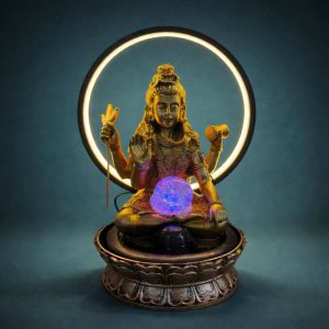 Lord Shiva LED Water Fountain with Halo Ring Light