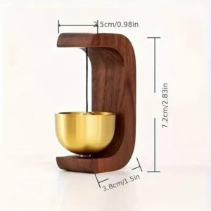 Handcrafted Wooden Door Bell with Premium Brass Bell | Vintage Hanging Door Chime for Home Entrance, Café, Shop & Temple Décor | Clear Soothing Tone | Rustic Wooden Frame Doorbell for Main Door, Living Room & Office