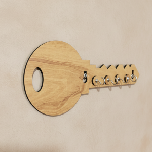 Key-Shaped Wooden Key Holder for Wall – Decorative MDF Wall Key Organizer | Modern Home Décor Key Stand