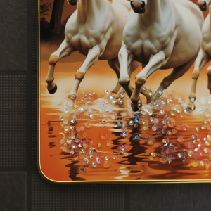 Seven Running Horses Sunrise Wall Art for Living Room Decor Frame