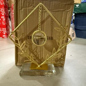 Modern Crystal Orb Table Decor Metal Frame Decorative Showpiece