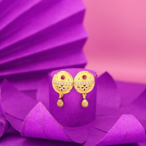 Gold Plated Stud Earrings with AD for women and girlsfor women and girls