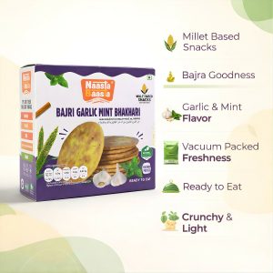 Naasta Baasta Bajri Garlic Mint Bhakhari – Millet Based Crunchy & Ready to Eat Snack (200 Gm)