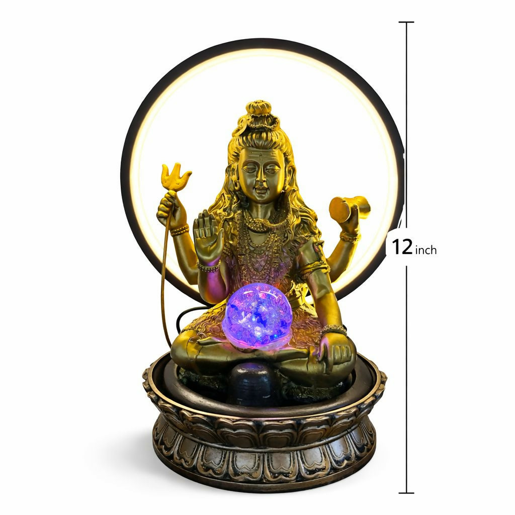 Lord Shiva LED Water Fountain with Halo Ring Light - Image 6