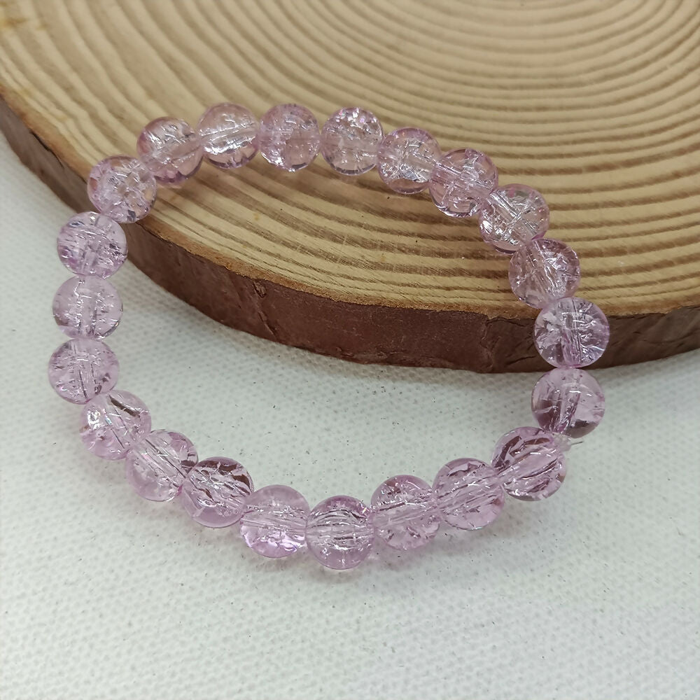 Crystal Crackle Glass Beads Stretch Bracelet