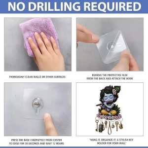 Krishna Wooden Wall Key Holder with 6 Hooks