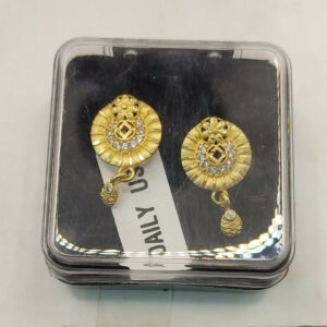 Gold Plated Round Stud Earrings with AD for women and girls