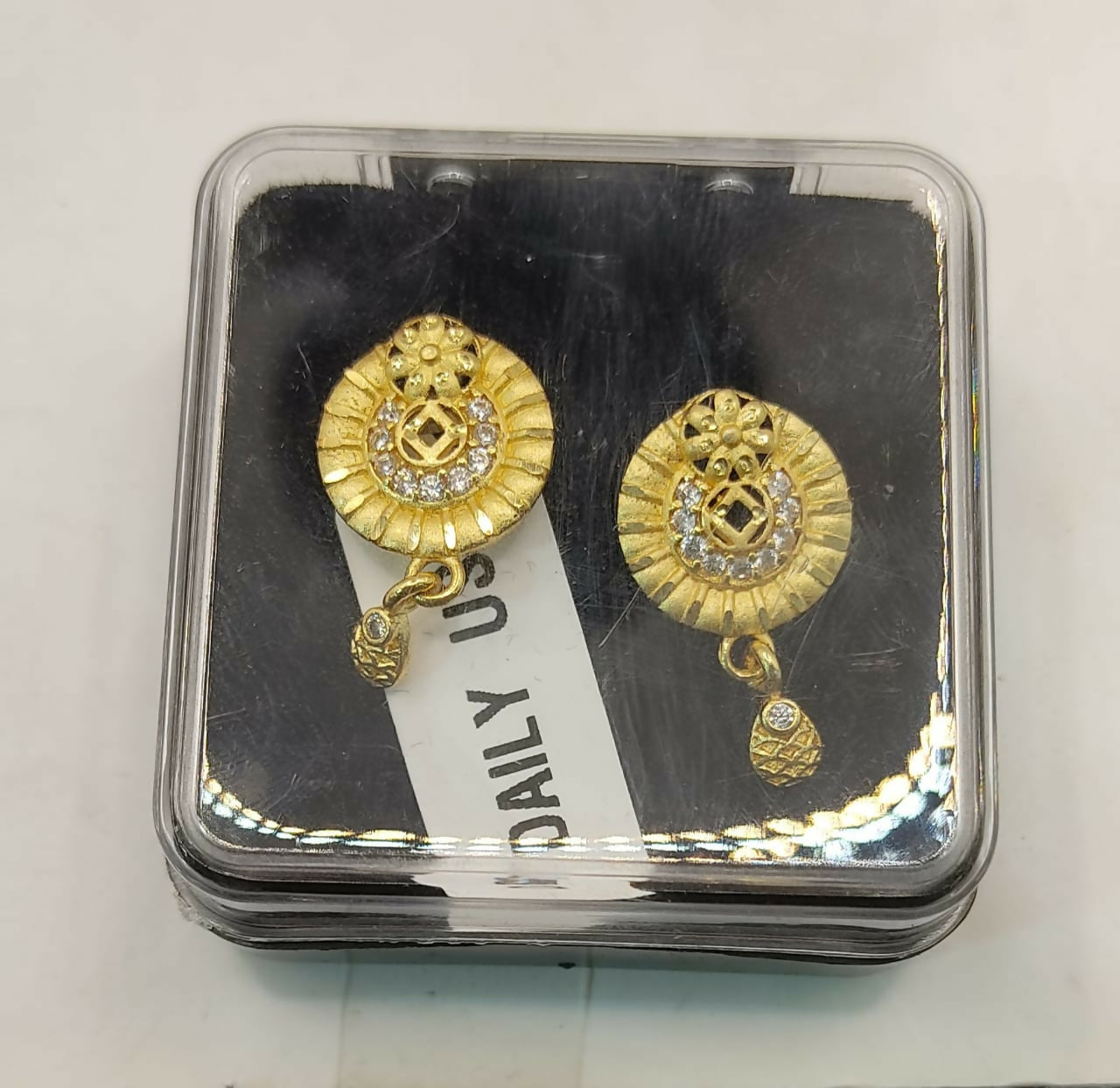 Gold Plated Round Stud Earrings with AD for women and girls - Image 5