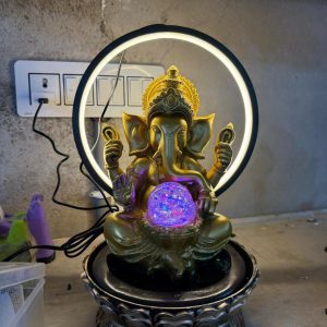 Lord Ganesha LED Water Fountain with Halo Ring Light