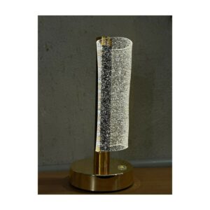 Luxury Glitter Crystal LED Table Lamp for Home Décor | Touch Sensor Golden Base Night Light | Ambient Mood Light for Bedroom, Living Room, Study Table & Gifting | Modern Acrylic Sparkle Effect Lamp – Pack of 1