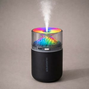 Black RGB Volcano Humidifier with LED Light USB Desk Mist Diffuser